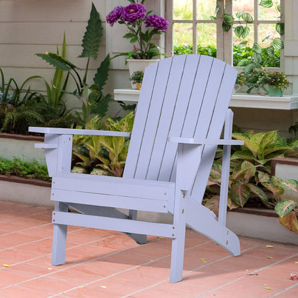 Adirondack Gartenstuhl mit Getränkehalter – Massivholz, Grau