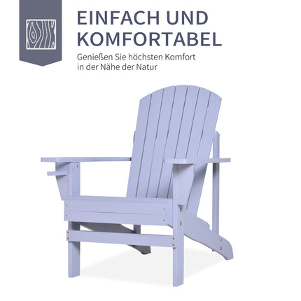 Adirondack Gartenstuhl mit Getränkehalter – Massivholz, Grau