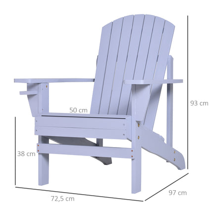 Adirondack Gartenstuhl mit Getränkehalter – Massivholz, Grau