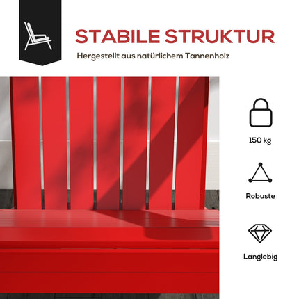 Adirondack Gartenstuhl, rot Massivholz mit Becherhalter