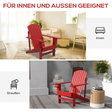Adirondack Gartenstuhl, rot Massivholz mit Becherhalter