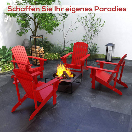 Adirondack Gartenstuhl, rot Massivholz mit Becherhalter