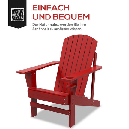 Adirondack Gartenstuhl, rot Massivholz mit Becherhalter
