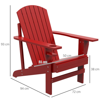 Adirondack Gartenstuhl, rot Massivholz mit Becherhalter