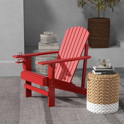 Adirondack Gartenstuhl, rot Massivholz mit Becherhalter