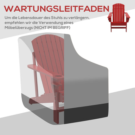 Adirondack Gartenstuhl, rot Massivholz mit Becherhalter