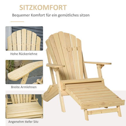Adirondack Gartenstuhl, klappbar, Kiefer, mit Fußstütze