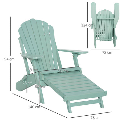 Adirondack-Kiefernholz-Gartenstuhl mit Fußstütze, grün