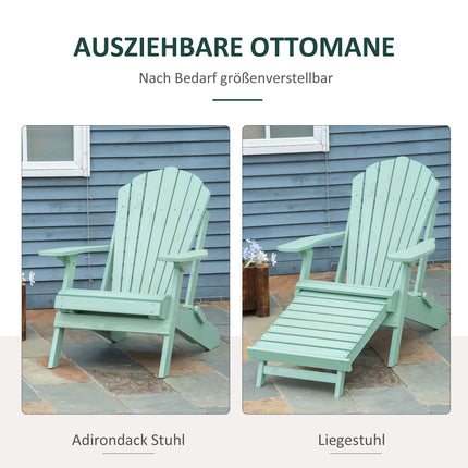 Adirondack-Kiefernholz-Gartenstuhl mit Fußstütze, grün