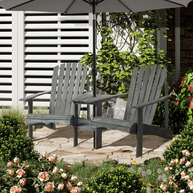 Adirondack-Stuhl-Set aus Massivholz mit Tisch, grau