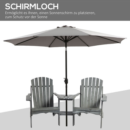 Adirondack-Stuhl-Set aus Massivholz mit Tisch, grau