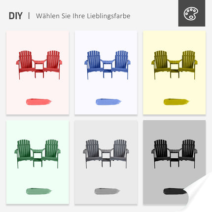 Adirondack-Stuhl-Set aus Massivholz mit Tisch, grau