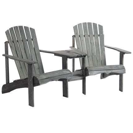 Adirondack-Stuhl-Set aus Massivholz mit Tisch, grau