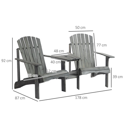Adirondack-Stuhl-Set aus Massivholz mit Tisch, grau