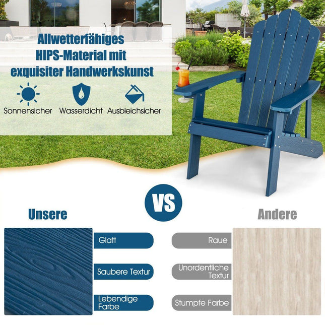 Adirondack Gartenstuhl mit Becherhalter, Blau, Wetterfest