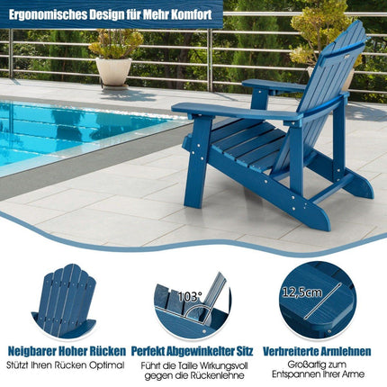 Adirondack Garden Chair with Cup Holder, Blue, Weatherproof