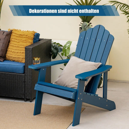 Adirondack Garden Chair with Cup Holder, Blue, Weatherproof