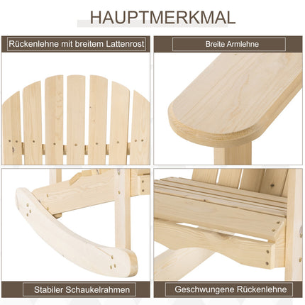 Adirondack Pine Wood Rocking chair for patio, 74x97x92 cm