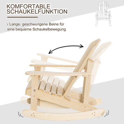 Adirondack Pine Wood Rocking chair for patio, 74x97x92 cm
