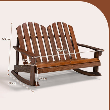 Adirondack Schaukelstuhl für Kinder, 2-Sitzer, Gartenstuhl aus Holz, 99,5 x 70 x 68 cm, Braun