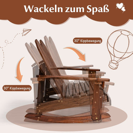 Adirondack Schaukelstuhl für Kinder, 2-Sitzer, Gartenstuhl aus Holz, 99,5 x 70 x 68 cm, Braun