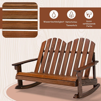 Adirondack Schaukelstuhl für Kinder, 2-Sitzer, Gartenstuhl aus Holz, 99,5 x 70 x 68 cm, Braun
