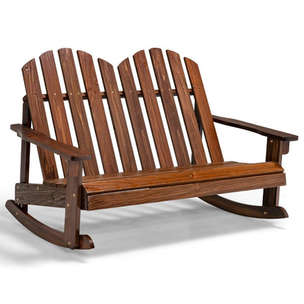 Adirondack Schaukelstuhl für Kinder, 2-Sitzer, Gartenstuhl aus Holz, 99,5 x 70 x 68 cm, Braun