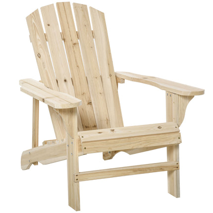 Adirondack Wooden Chair, Outdoor, High Back, Armrests