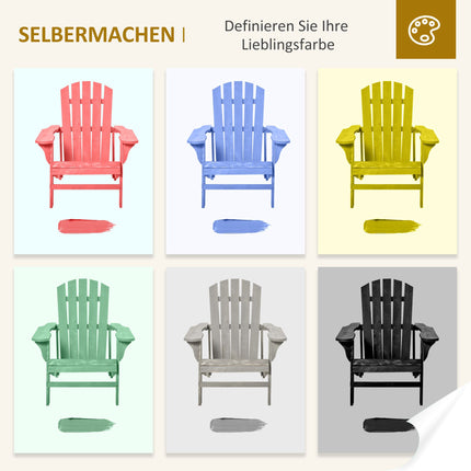 Adirondack Wooden Chair, Outdoor, High Back, Armrests