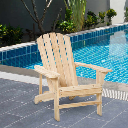 Adirondack Wooden Chair, Outdoor, High Back, Armrests