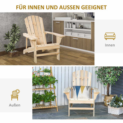 Adirondack Wooden Chair, Outdoor, High Back, Armrests