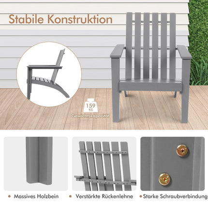 Adirondack Stuhl Adirondack Chair aus Akazienholz Gartenstuhl bis 160 kg Grau