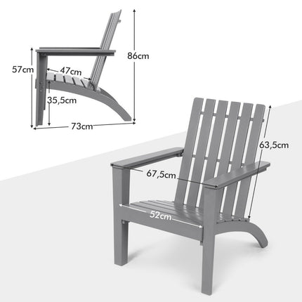 Adirondack Stuhl Adirondack Chair aus Akazienholz Gartenstuhl bis 160 kg Grau