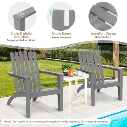 Adirondack Stuhl Adirondack Chair aus Akazienholz Gartenstuhl bis 160 kg Grau