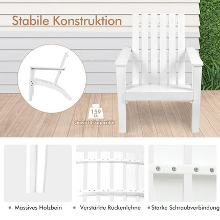 Adirondack Stuhl Adirondack Chair aus Akazienholz Gartenstuhl bis 160 kg weiß