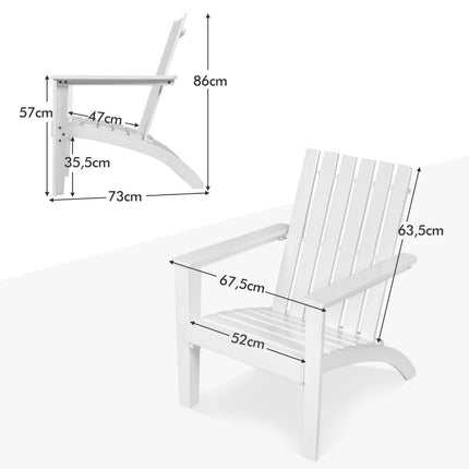 Adirondack Stuhl Adirondack Chair aus Akazienholz Gartenstuhl bis 160 kg weiß