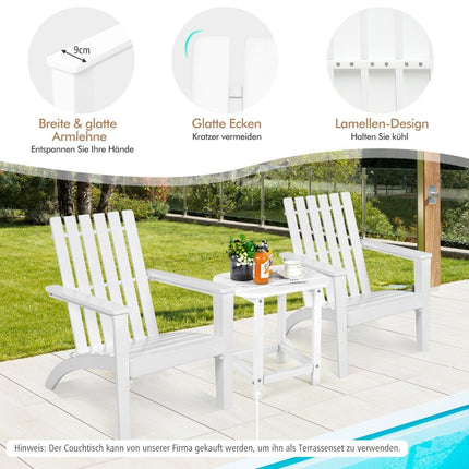 Adirondack Stuhl Adirondack Chair aus Akazienholz Gartenstuhl bis 160 kg weiß