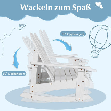 Adirondack schommelstoel voor kinderen 2-zits houten tuinstoel 99,5 x 70 x 68 cm wit