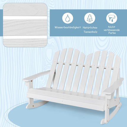 Adirondack schommelstoel voor kinderen 2-zits houten tuinstoel 99,5 x 70 x 68 cm wit