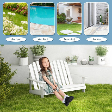 Adirondack schommelstoel voor kinderen 2-zits houten tuinstoel 99,5 x 70 x 68 cm wit
