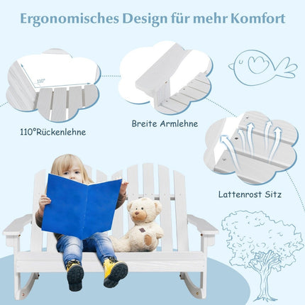 Adirondack schommelstoel voor kinderen 2-zits houten tuinstoel 99,5 x 70 x 68 cm wit
