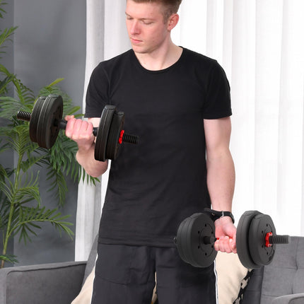 Nastavitelná sada činek 15 kg, přeměna na velkou činku, černá