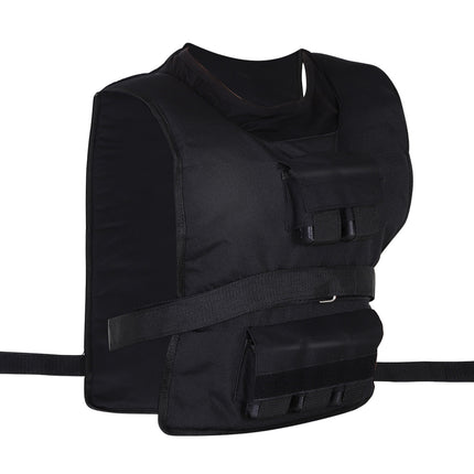 Gilet lesté 20 kg, gilet d'entraînement réglable pour la musculation et le fitness, matière Oxford, noir 36 x 52 cm