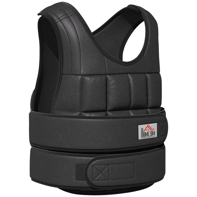 Nastavitelná zátěžová vesta 30 kg pro silový trénink, černá