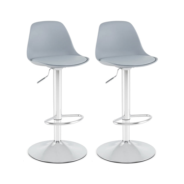 Verstellbare 360°-drehbare Barhocker, 2er-Set, Grau