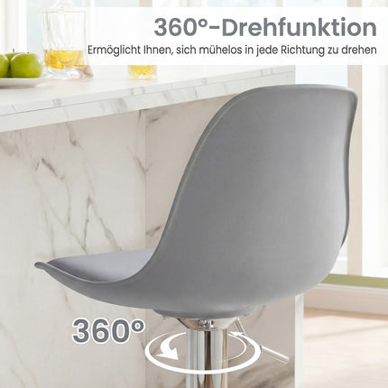 Verstellbare 360°-drehbare Barhocker, 2er-Set, Grau