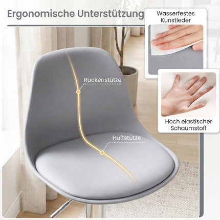 Verstellbare 360°-drehbare Barhocker, 2er-Set, Grau