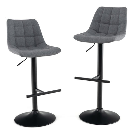 Verstellbare 360°-drehbare Barhocker, 2er-Set, Grau