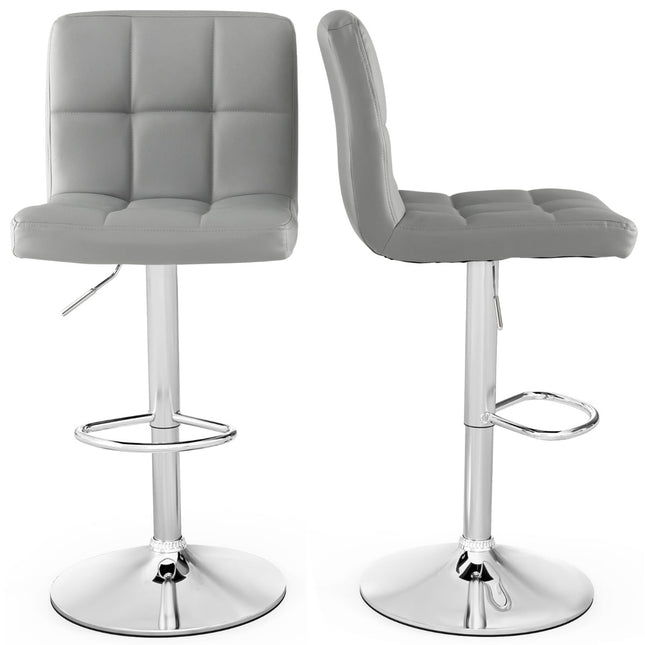 Verstellbare 360°-Drehhocker, 2er-Set, graues Leder