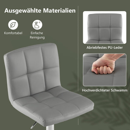 Verstellbare 360°-Drehhocker, 2er-Set, graues Leder